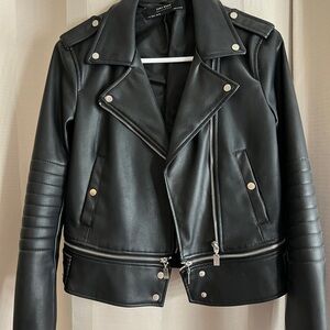Zara Black Leather Moto Jacket